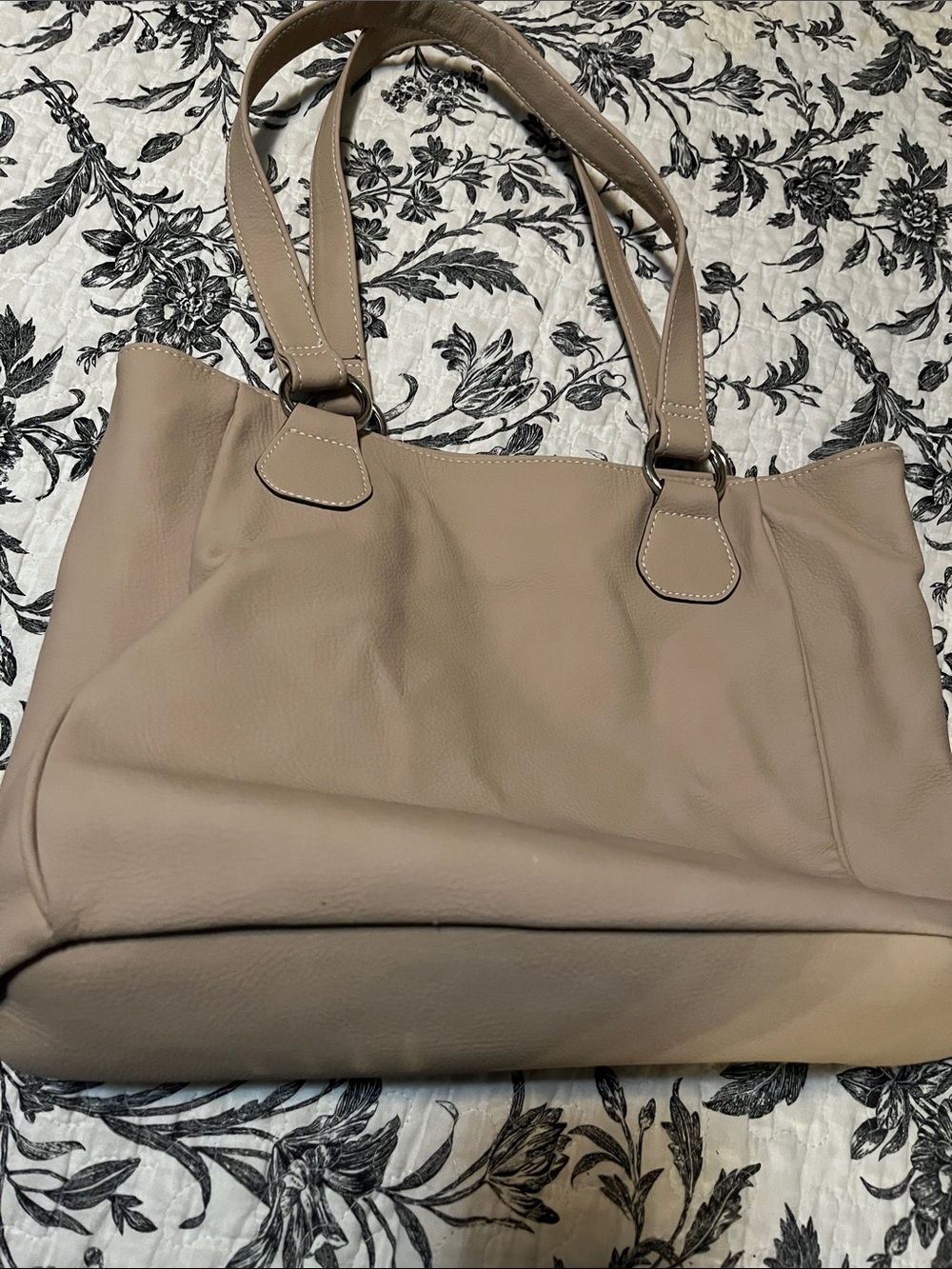 Rosetti Beige Stud-Accent Shoulder Tote - Picture 2 of 6